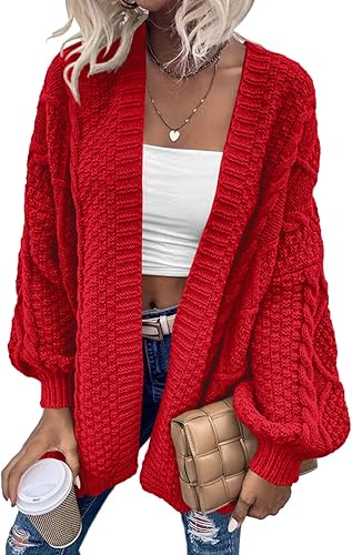 Dyexces Womens Oversized Cardigan Sweaters Open Front Cable Knit